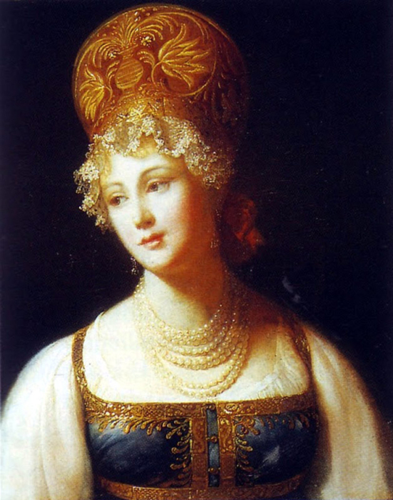 П. Барбье, Портрет молодой женщины в русском сарафане, 1817 20 портретов русских красавиц