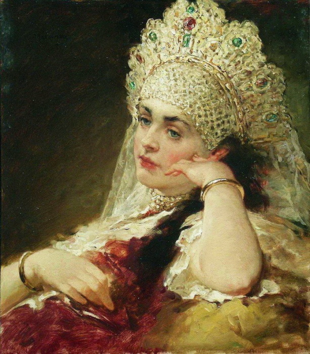 Константин Маковский, Девушка в жемчужном ожерелье. Конец 1880-х – 1890-е Константин Маковский, Девушка в жемчужном ожерелье. Конец 1880-х – 1890-е