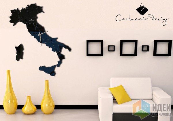 Зеркальные часы-карта, Carluccio Design Часы как украшение интерьера