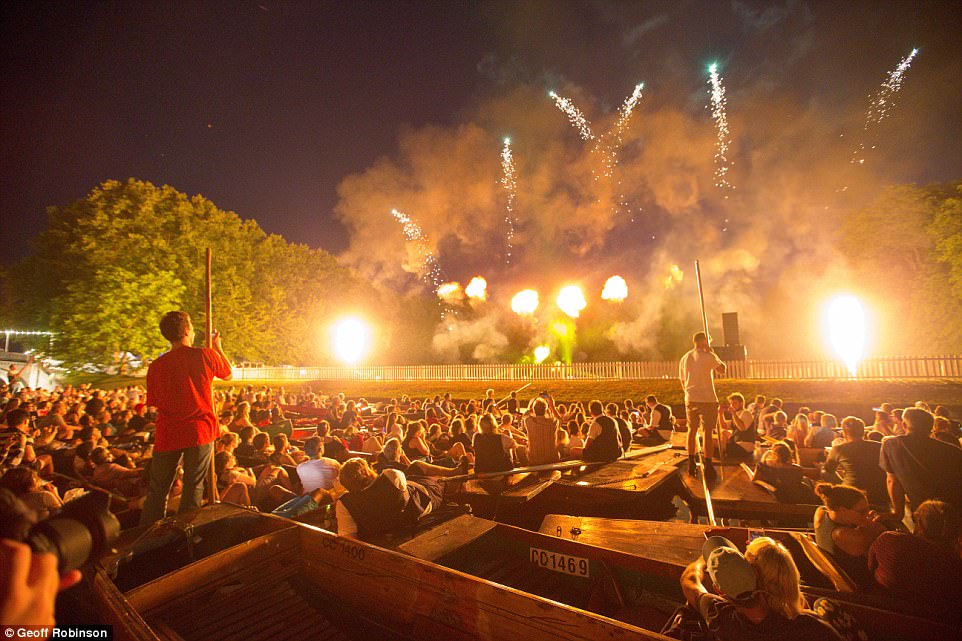Pulling out all the stops: Entertainment was provided in the form of a dazzling firework display over the River Cam, with dance act Sigma and rock band Nothing But Thieves headlining the party itself