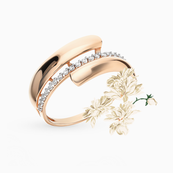 Обручальное кольцо «Сорокин», розовое золото, фианиты 