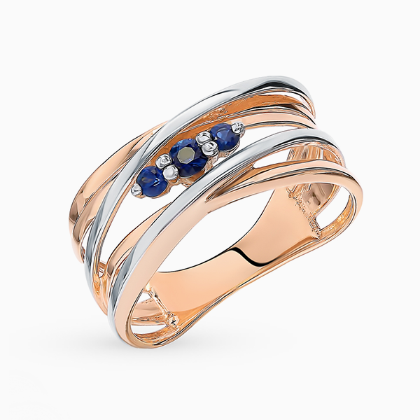 Помолвочное кольцо Aquamarine, розовое и белое золото, сапфиры