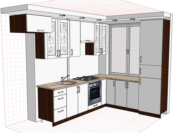 Как встроить полноценный кухонный гарнитур в кухоньку обычной панельной "двушки"