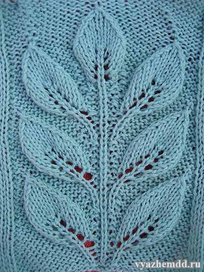 Узор листья спицами схема: вяжем модный пуловер с листьями