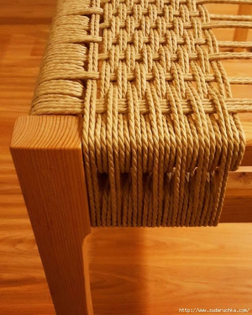 Идеи плетеных сидений для стула или банкетки.