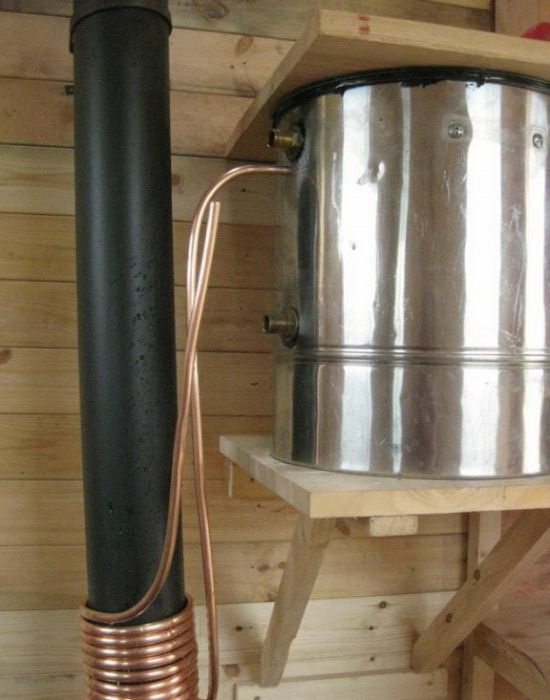 Самодельная печь с водонагревателем из газового баллона на дачу