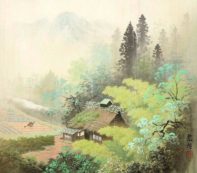 Тончайшая пейзажная живопись в японском стиле 