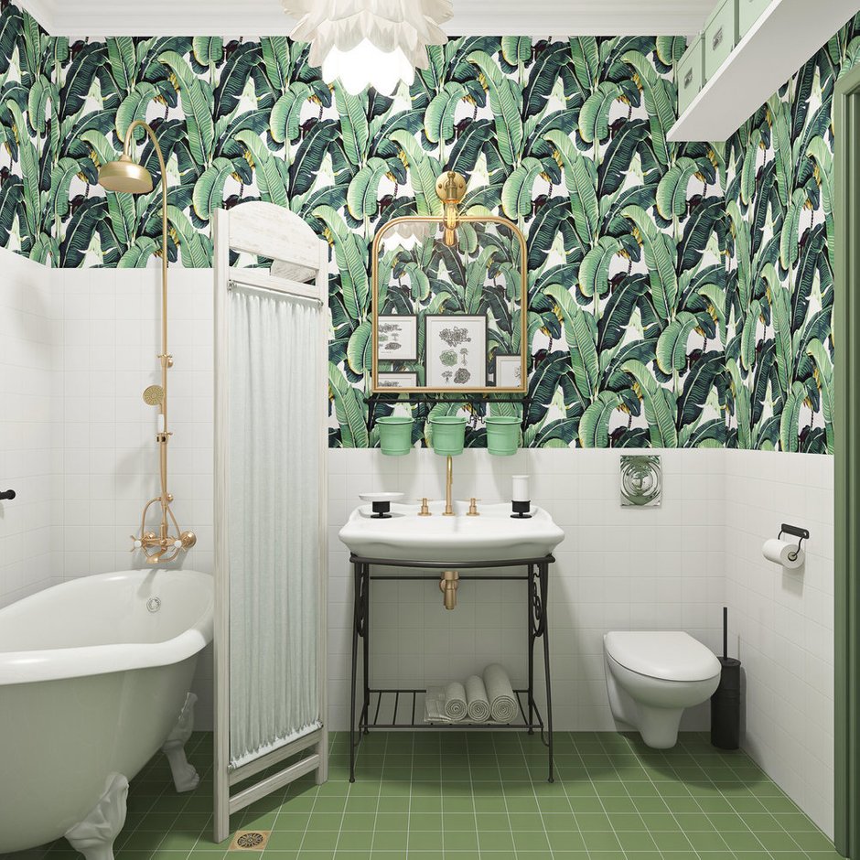 Ванная комната с растительным орнаментом