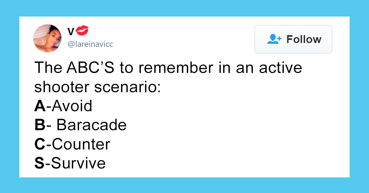 Teacher Shares Her Training Of “What To Do In The Case Of An Active Shooter”