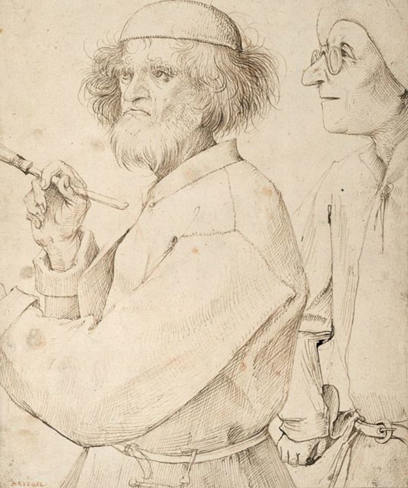 Рисунок «Художник и знаток», автопортрет, ок. 1565—1568 гг. Что зашифровал Брейгель на картине «Вавилонская башня», ставшей символом разобщенности единого народа
