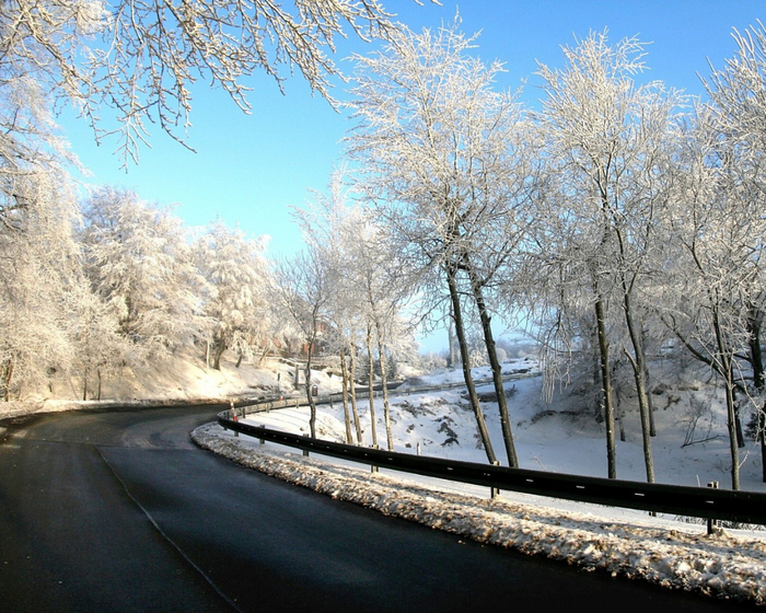 Winter Road through the Forest (700x560, 560Kb)