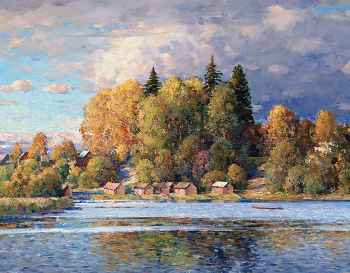 Деревенский пейзаж. Автор: Александр Шевелев. Художник из российской глубинки пишет полотна, о которых не скажешь, что их создал один мастер