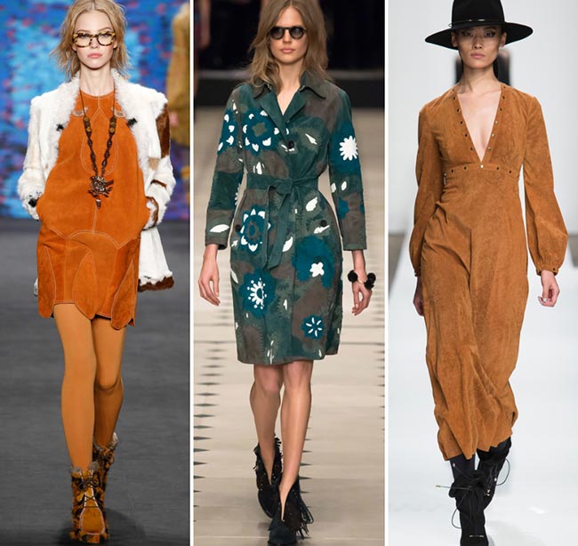 Девушки в платьях из замши - тенденции моды сезона осень/зима 2015-2016