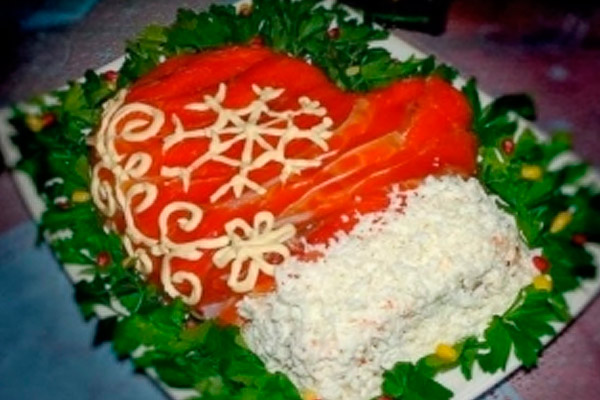 Новогодний салат без майонеза, красивый фото-рецепт Новогодний салат без майонеза, красивый фото-рецепт