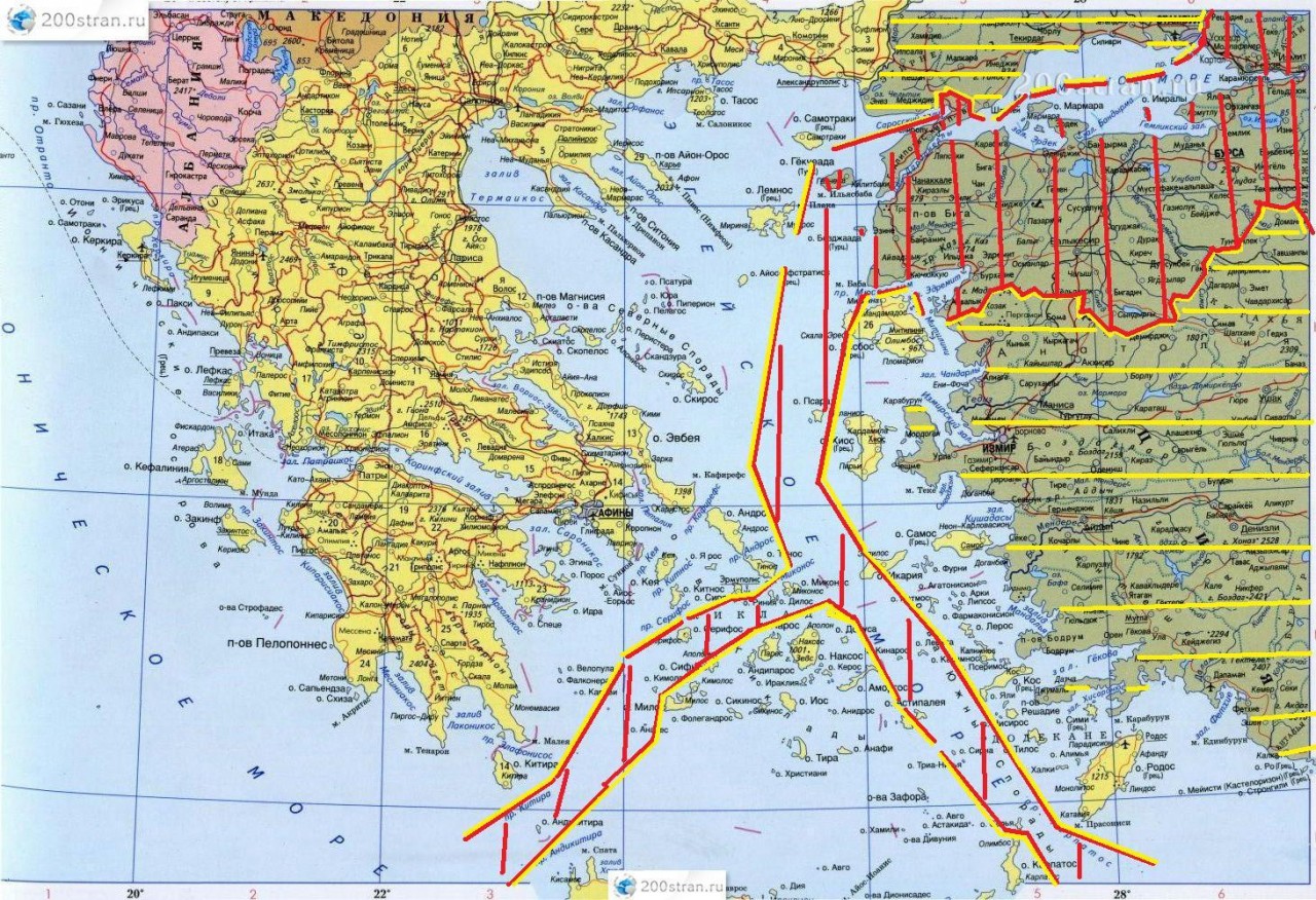 острова греции карта