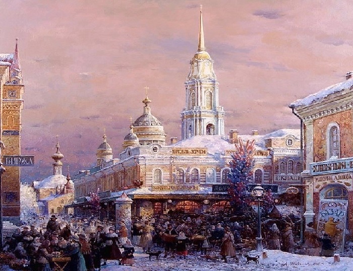 Рыбинск. Ярмарка. Автор: Александр Шевелев. Художник из российской глубинки пишет полотна, о которых не скажешь, что их создал один мастер