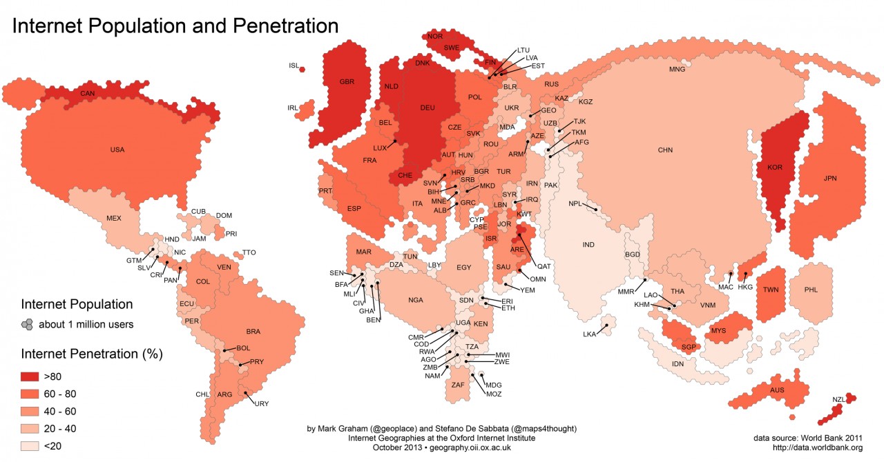 16. Глобальная карта пользователей Интернета карта, мир