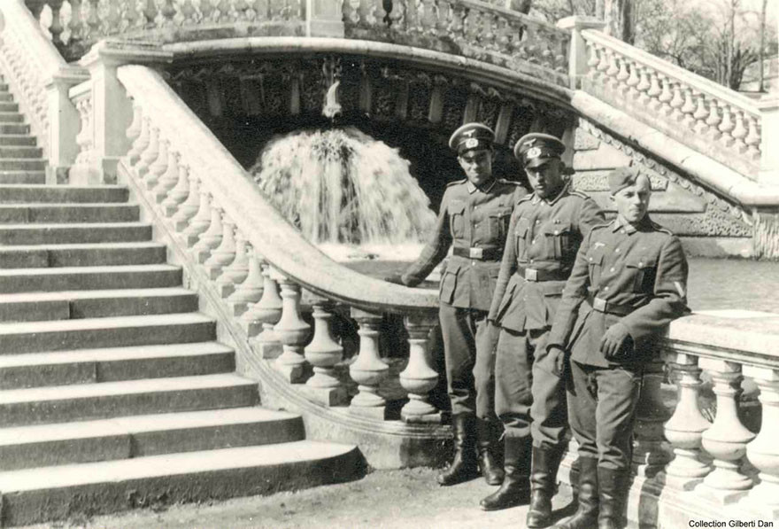 Немецкие офицеры у фонтана сквера Дарси Дижон, история, фото
