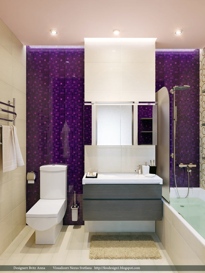 фиолетовая плитка для ванной комнаты фото