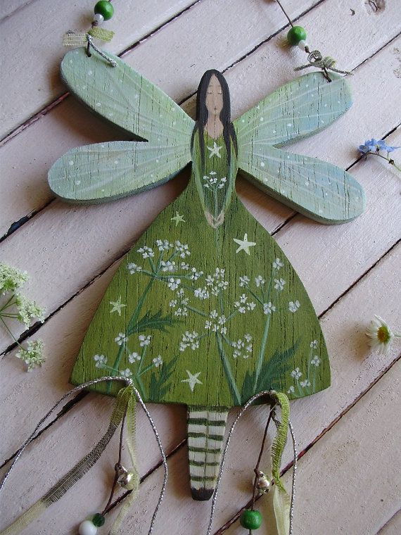 Cow Parsley Wooden Fairy is .... handmade, hand painted and unique