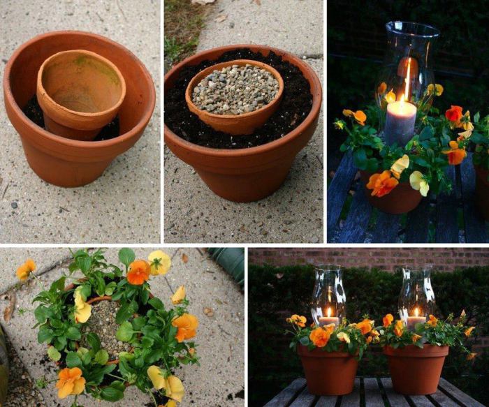 Оригинальный способ объединить лампаду и цветок, который идеально смотрится в саду.
