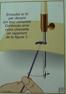 Chain stich in Tambour work tutorial (French)      From embroideryaddict.blogspot.ca