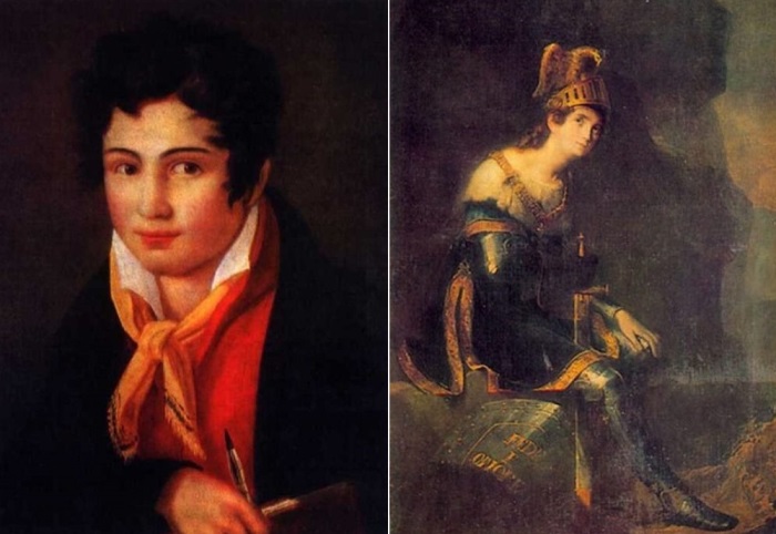 Ф. Бруни. Слева – Автопортрет, 1810-е гг. Справа – Портрет З. А. Волконской в костюме Танкреда | Фото: rmgallery.ru Роковая «царица муз и красоты»: почему княгиню Волконскую в России считали ведьмой, а в Италии – святой
