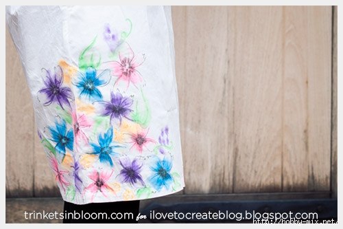 Роспись платья маркерами для ткани. Акварельные цветы