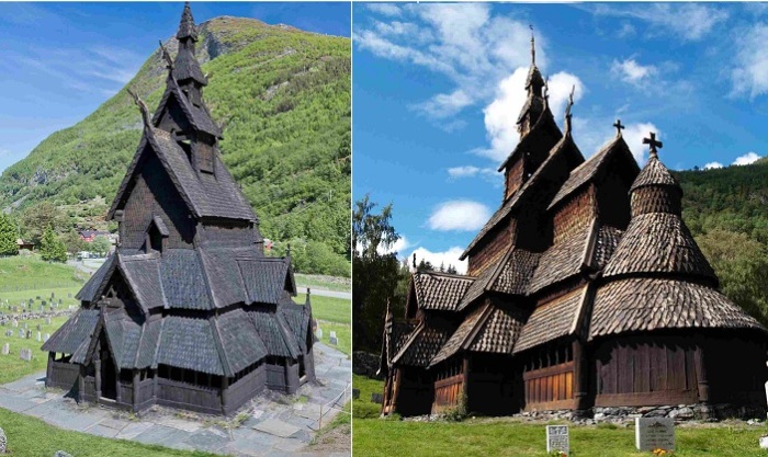 Деревянная каркасная церковь (ставкирка) в Боргунде (Норвегия). | Фото: thevintagenews.com. Деревянная каркасная церковь (ставкирка) в Боргунде (Норвегия). | Фото: thevintagenews.com.