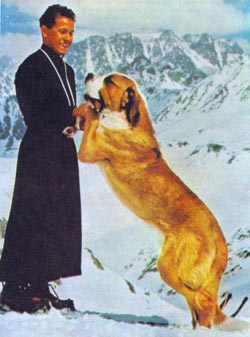 Современный Барри со своим хозяином — монахом из альпийского монастыря