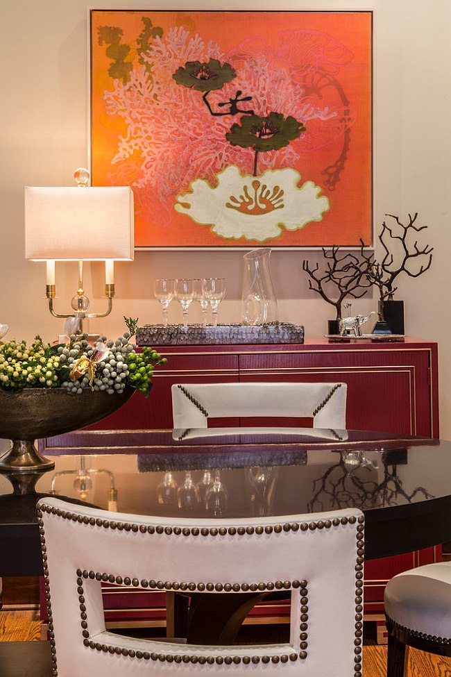 Art-work-adds-bright-orange-to-the-dining-room