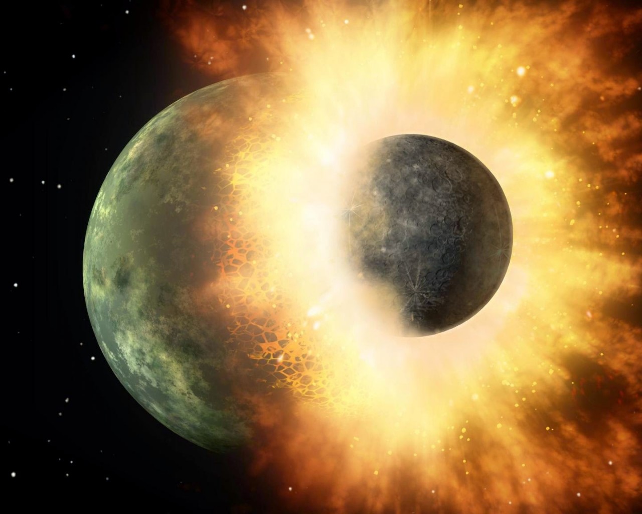 Луна могла возникнуть в результате столкновения Земли с планетой Тейя