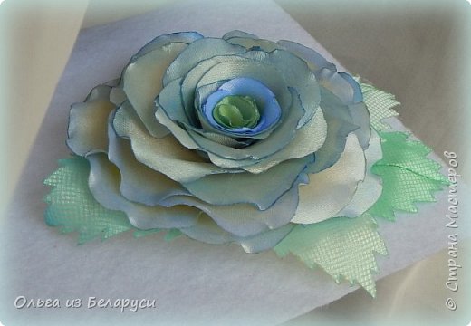 МК листка розы из фатина+роза из фатина.