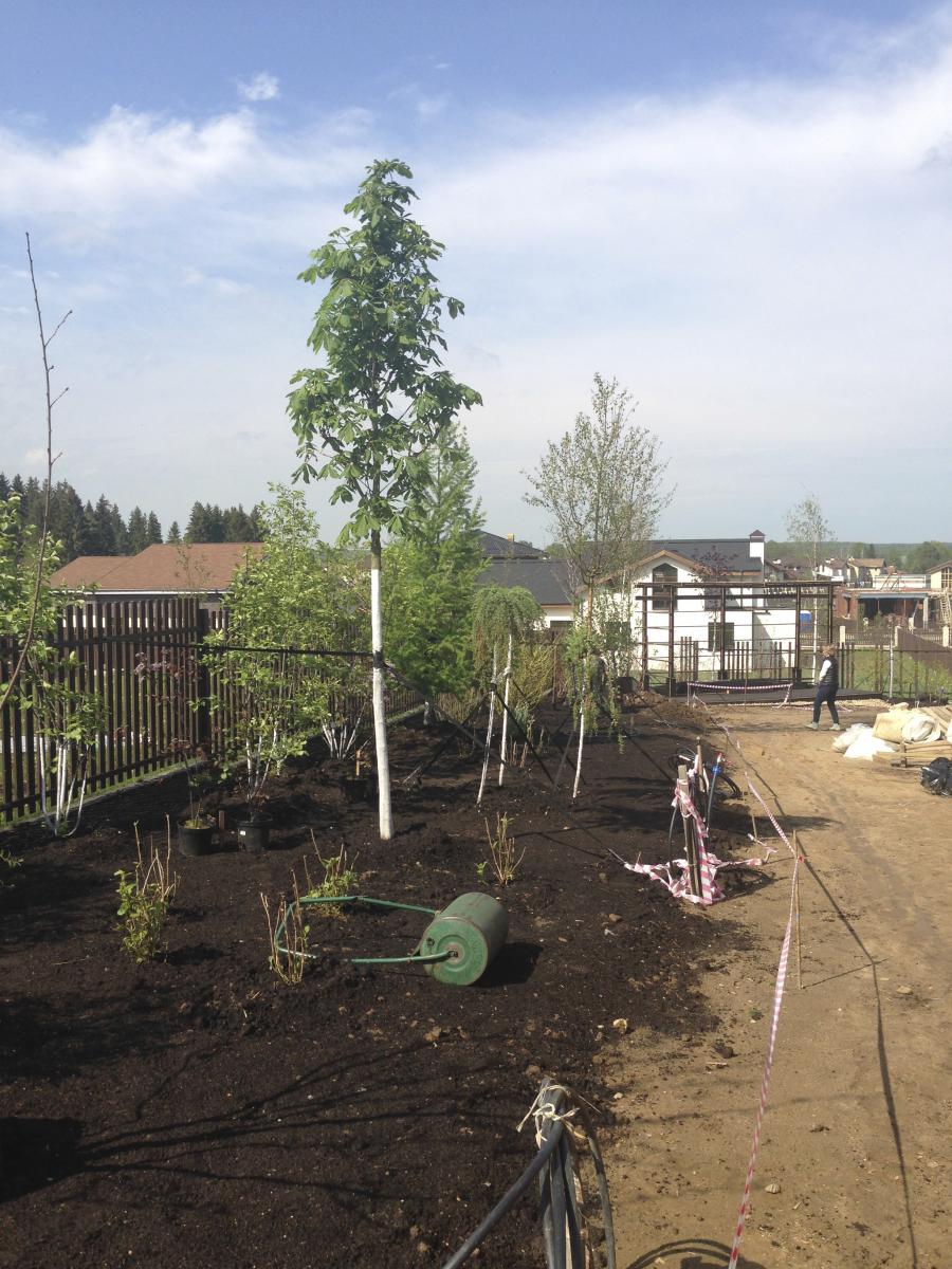 Ландшафтный дизайн загородного дома, благоустройство территории Благоустройство территории загородного дома в Пестово 670 м2.