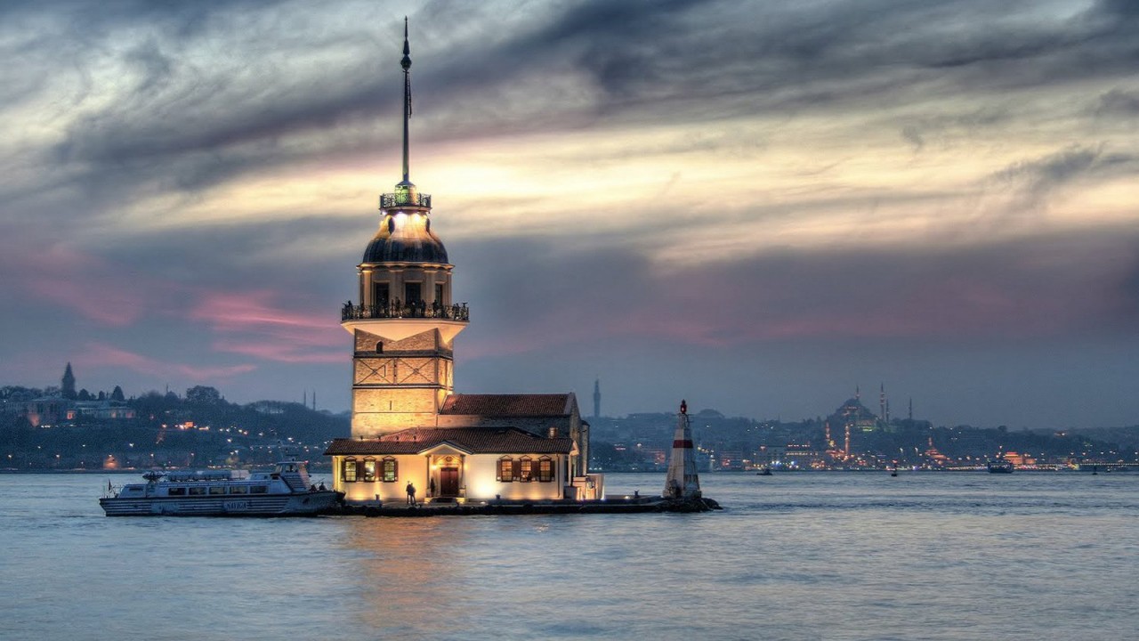 1. KIZ KULESI (Стамбул, Турция) маяки, отдых, туризм, факты