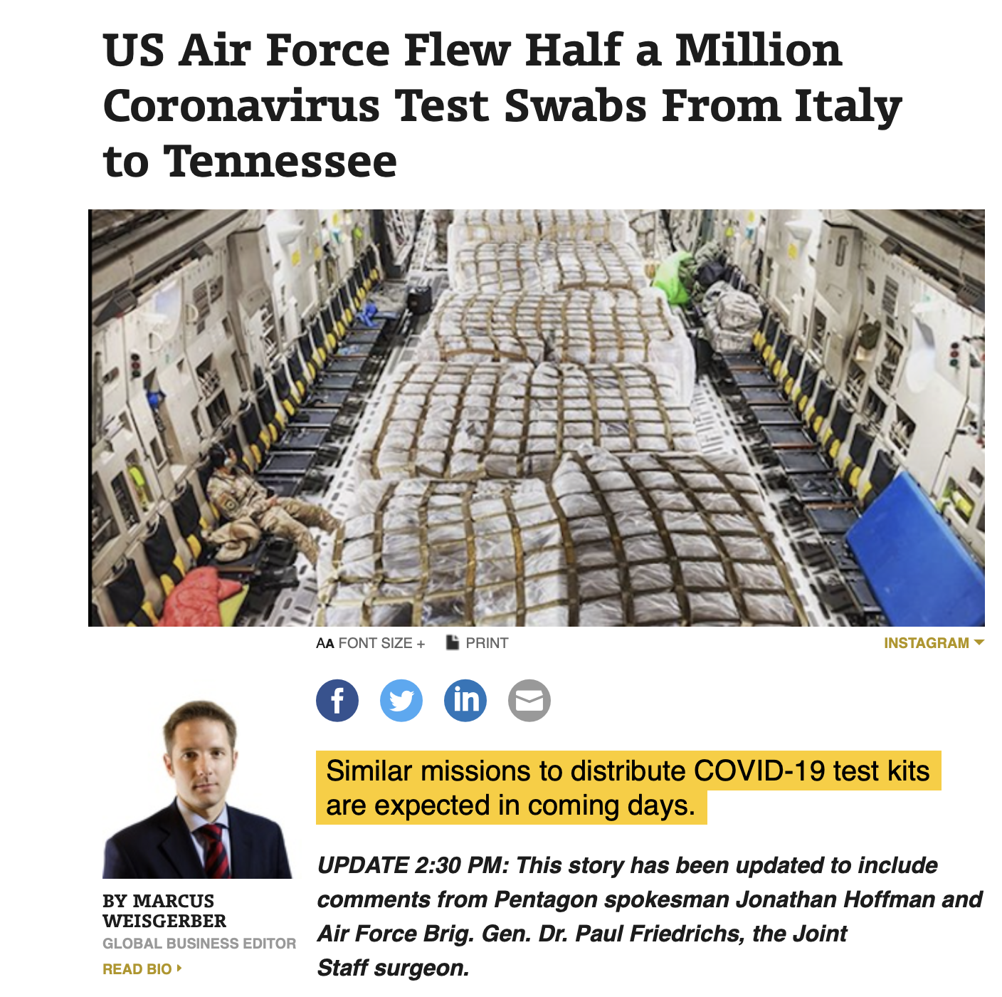США силой забрали у Италии 500.000 тестов на коронавирус. Гегемону нужнее.