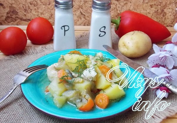 рецепт Рагу из баклажанов с курицей