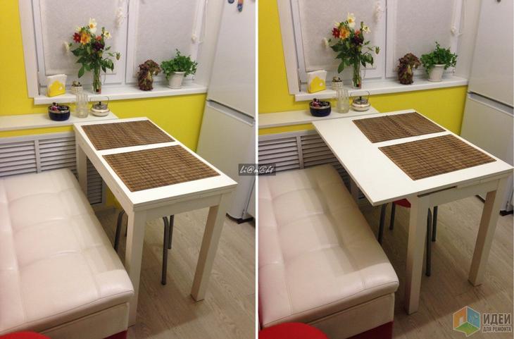 Дизайн маленькой кухни, стол на кухню