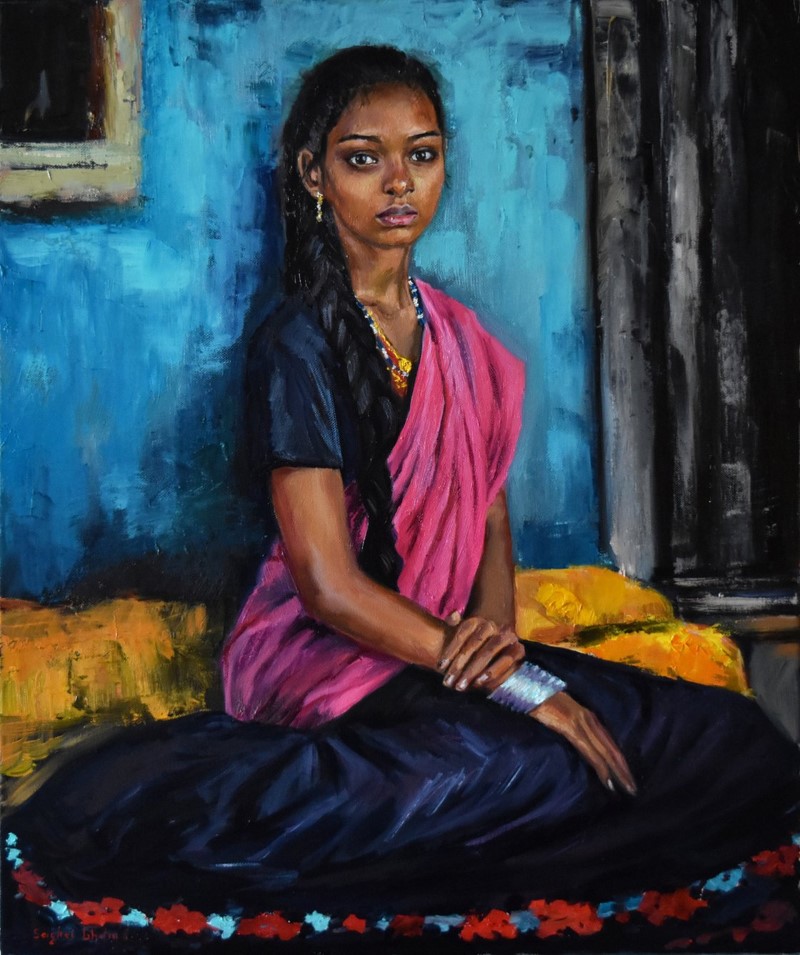 A girl from India. Живопись, Холст, масло. Serghei Ghetiu