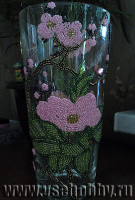 декор вазы бисером цветы