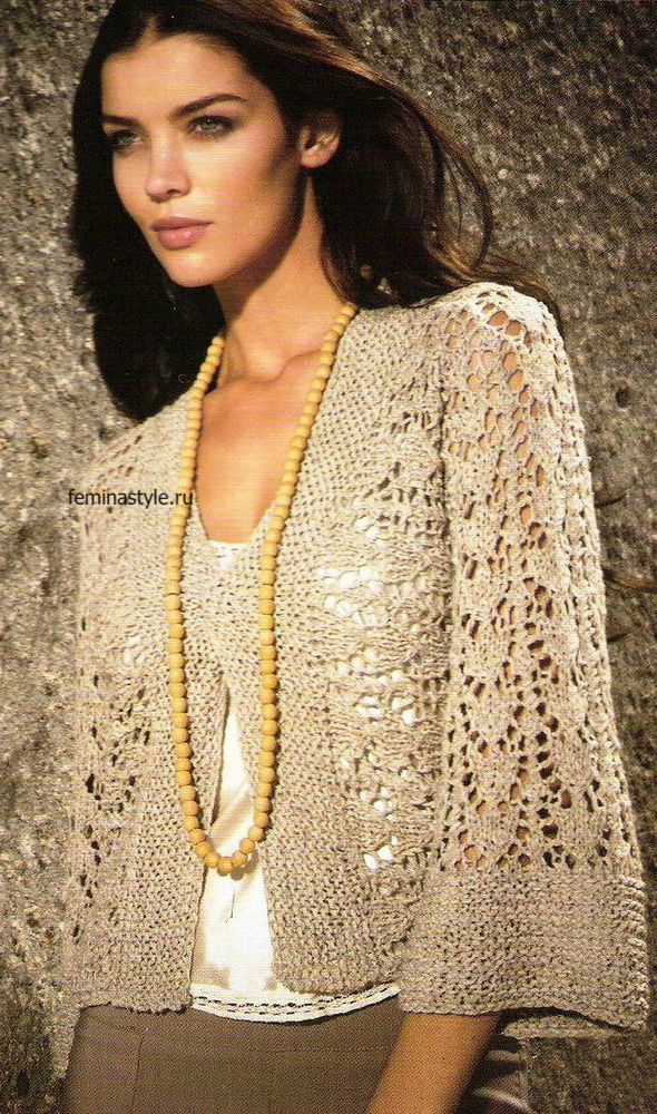 Вязание спицамижакета с рукавами кимоно