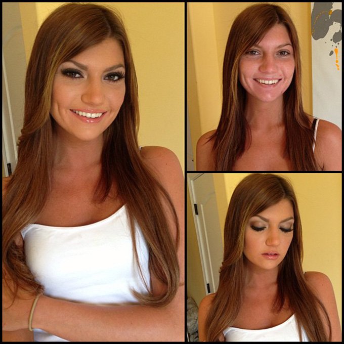 Девушка и макияж, фото до и после
