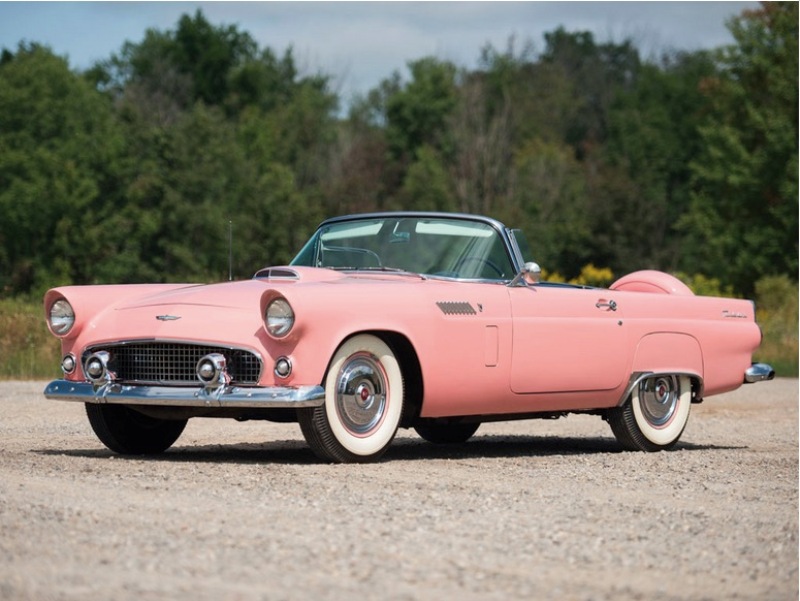 3. Оригинальный розовый дамский автомобилей: Ford Thunderbird 1956 года Hershey Motor Lodge, аукцион, олдтаймер, продажа авто