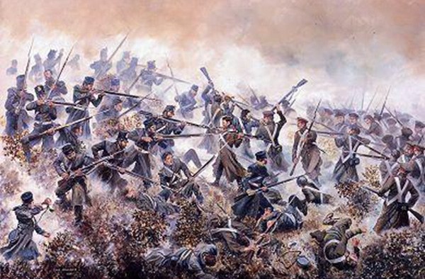 Картина «Двадцатый пехотный полк в сражении при Инкермане» художника Давида Роуландса