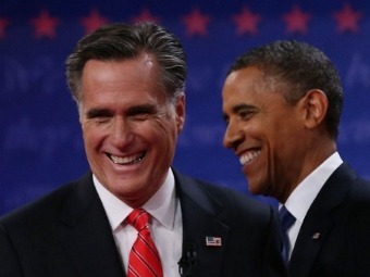 Митт Ромни (слева) и Барак Обама на дебатах. Фото ©AFP