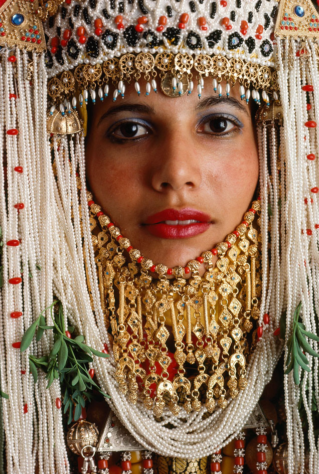1985 A Yemeni Jewish bride near Gaza wears a wedding costume styled centuries ago by James Stanfield.jpg