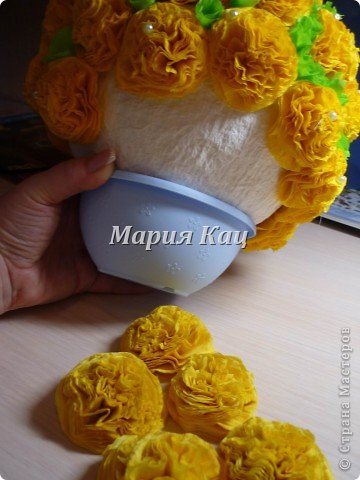 Бонсай топиарий Мастер-класс Моделирование конструирование Салфеточное чудо +МК по просьбам Бумага гофрированная Бусины Салфетки фото 8
