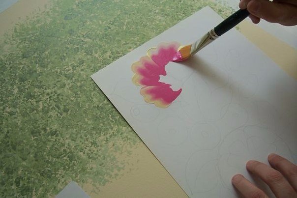 Рисуем цветы акриловыми красками