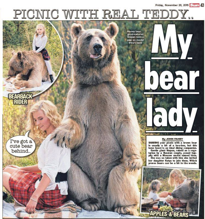 Фотосессия семьи с медведем ввергла западные СМИ в шок медведь, семья, фото
