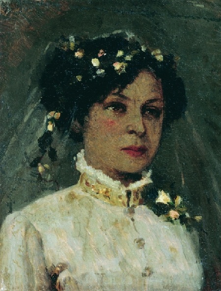 Мария Мартыновская-Нестерова в подвенечном наряде. Автор: Михаил Нестеров. Какими были жены великих и знаменитых русских художников: Галерея женских портретов